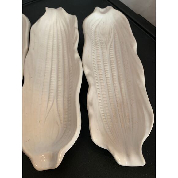 Corn Holders Stoneware Vintage Set of 4 White - Picture 3 of 8